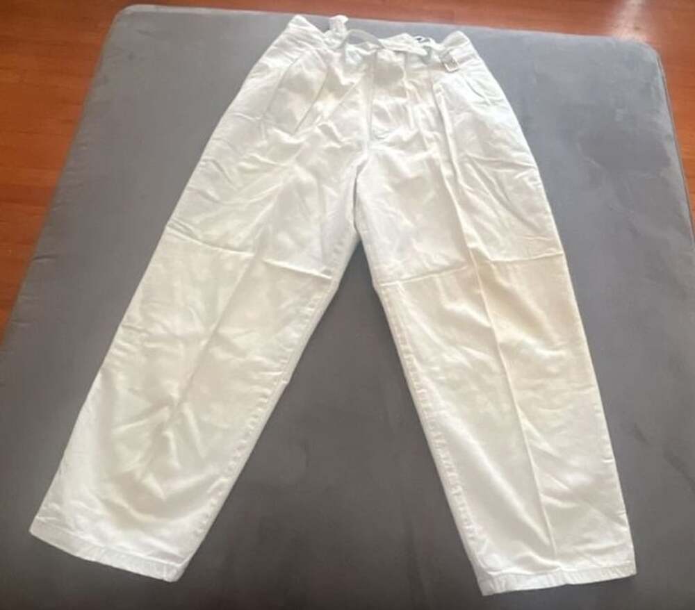 Vintage Gloria Vanderbilt for Murjani White Pleated High-Waisted Cotton Trousers